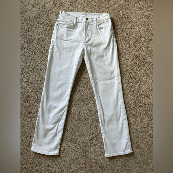 White FRAME Le High Straight Jeans. - Picture 2 of 4